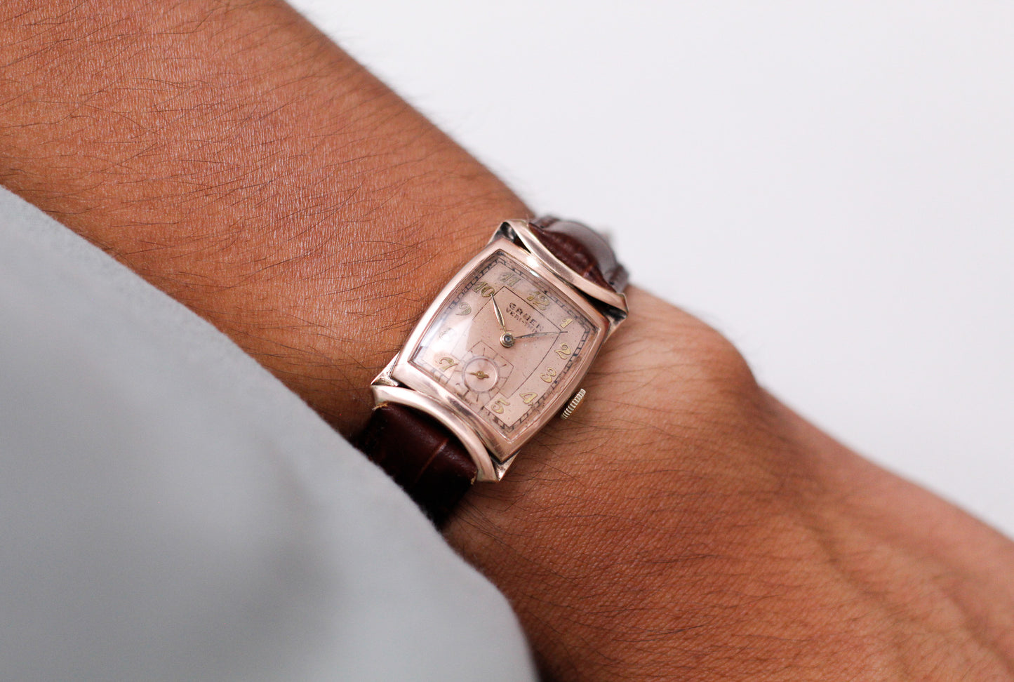 [Serviced] 1941 Gruen Mechanical 'Salmon' Dial Rose Gold 10K Filled Men's Wrist-Watch
