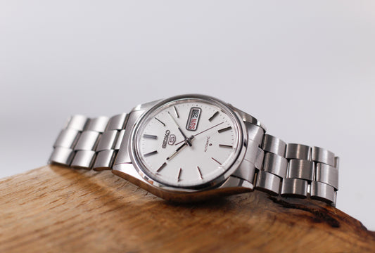 [Serviced] 1979 Seiko Automatic Silver Straight Grain Dial Men's Wrist-Watch