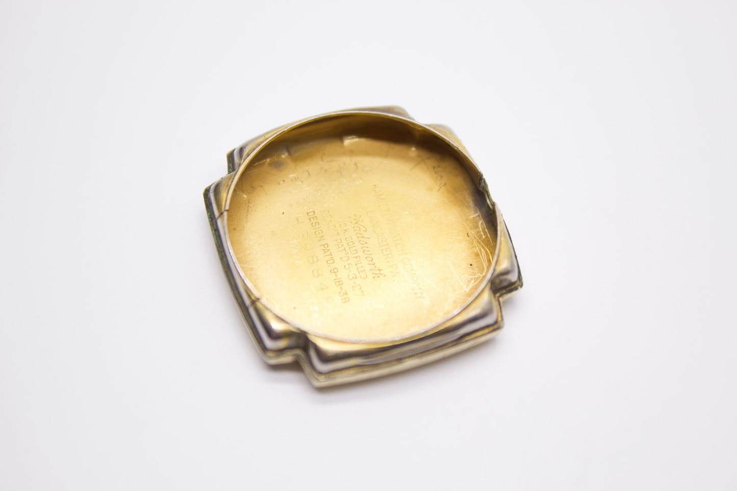 [Serviced] 1940s USA Hamilton Brushed Golden Dial Men's Art Deco Wrist-Watch