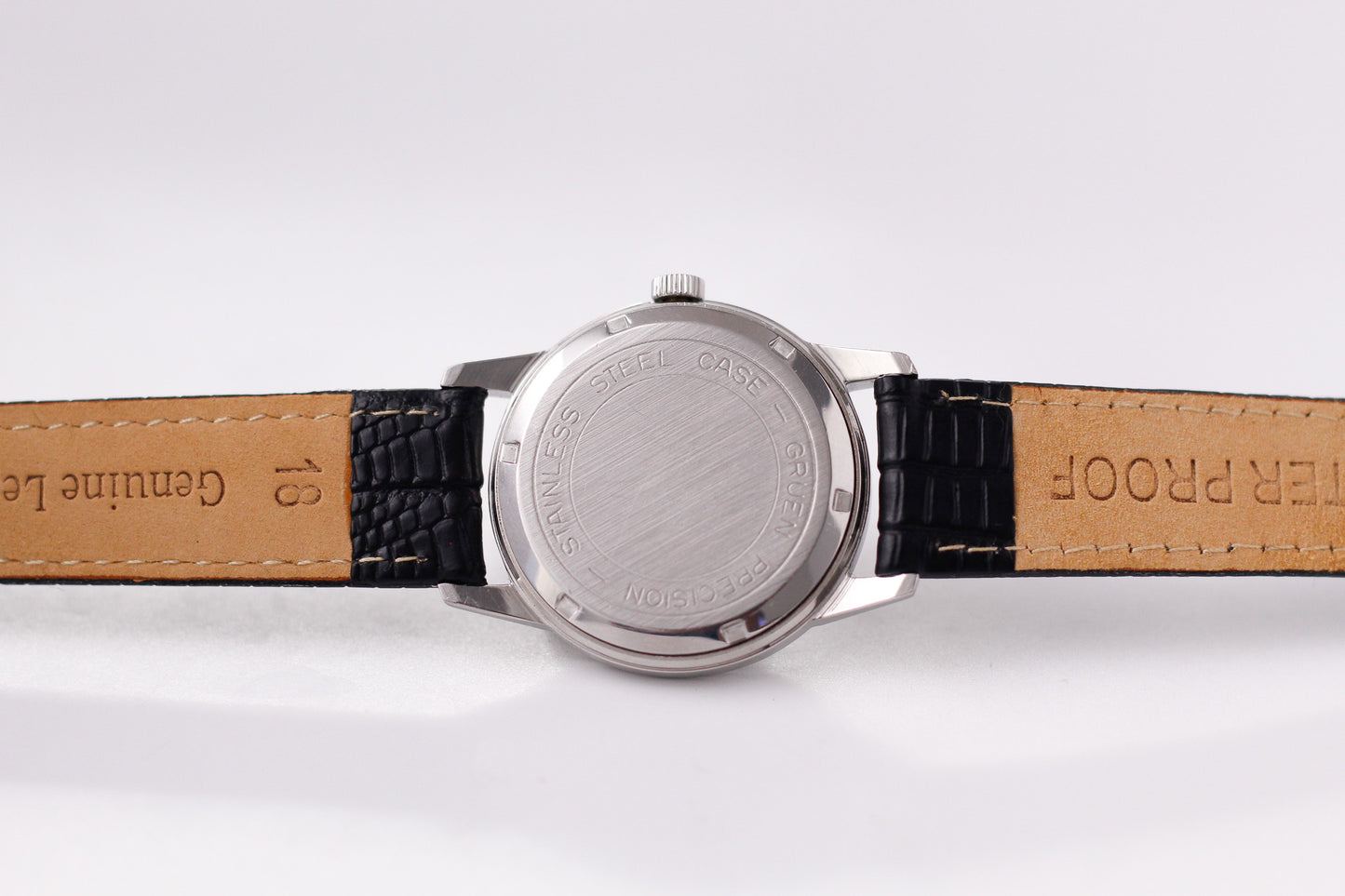 [Serviced] 1960s Gruen Mechanical Day-Date Inky Black Dial Men's Wrist-Watch