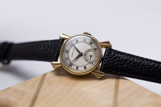 [Serviced] USA 1940s Hamilton Straight Grain Railway Dial Men's Mechanical Wrist-Watch