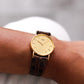 1990 Seiko Quartz Gold Straight Grain Dial Men's Wrist Watch