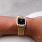 1989 Seiko Quartz Inky Black Dial Gold Toned Case Men's Wrist-Watch