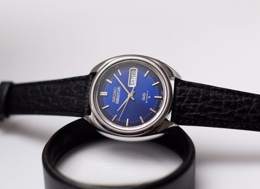 [Serviced] 1972 Seiko 5 Actus Automatic Marine Blue Sunburst Dial Men's Wrist-Watch
