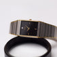 1995 Pulsar Quartz Tank Straight Grain Black Dial Men's Wrist-Watch