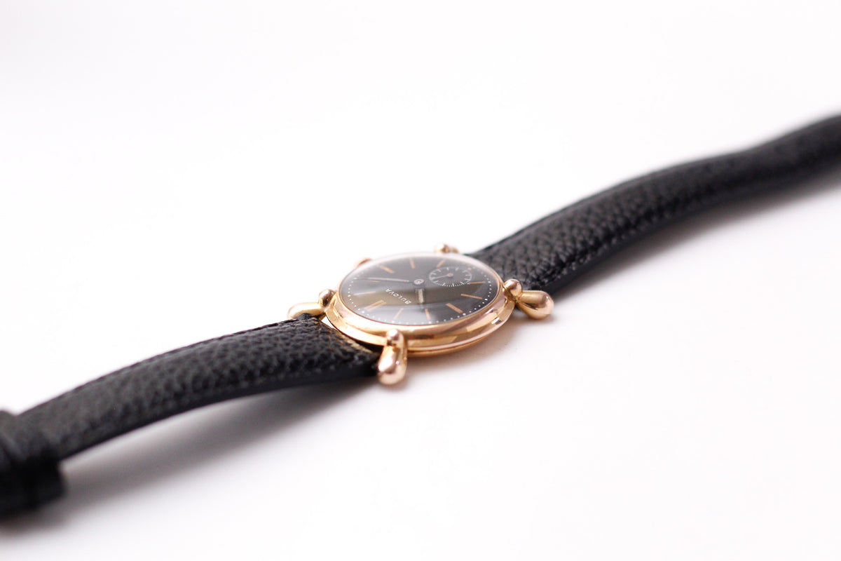 [Serviced] 1940s Bulova 'Bow-tie' Mechanical Matte Black Dial Men's Wrist-Watch
