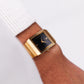 1984 Seiko Quartz Jet Black Dial Tank Style Men's Wrist-Watch