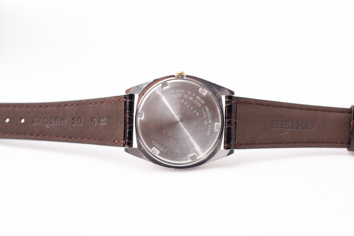 1989 Seiko SQ Golden Sunburst 'Baby Day-Date' Two Tone Case Men's Wrist-Watch