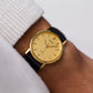 2001 Pulsar Quartz Straight Grain Golden Dial Men's Wrist-Watch