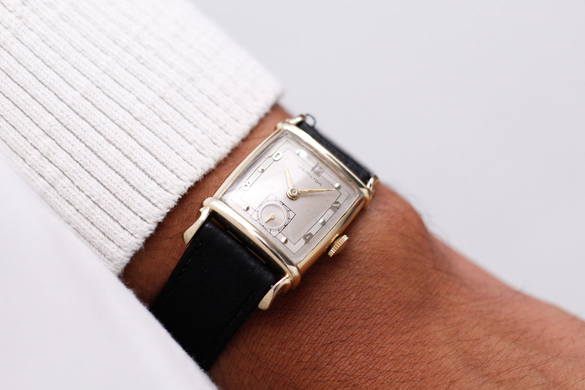[Serviced] 1952 Hamilton Mechanical Art Deco 10K Filled Case Men's Wrist-Watch