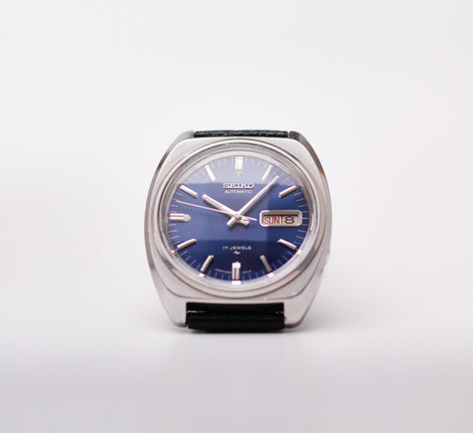 [Serviced] 1976 Seiko Automatic Marine Blue Dial Faceted Crystal Men's Wrist-Watch