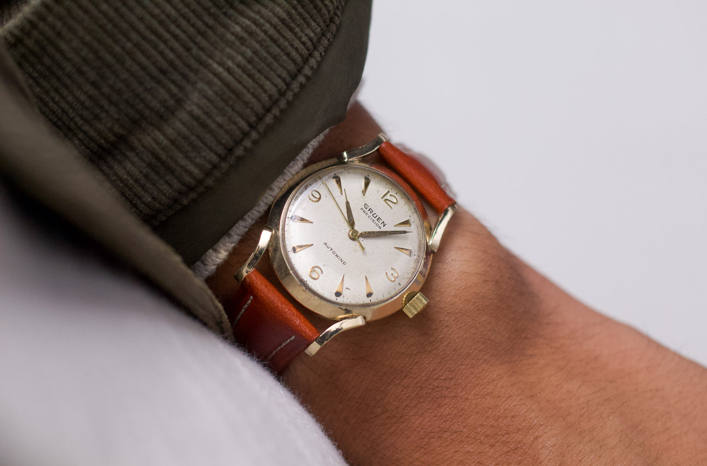 [Serviced] 1960s Gruen Precision Automatic Aged Cream Dial Men's Wrist-Watch