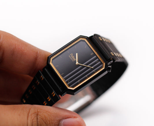 [Mint] 1996 Pulsar Quartz Bi-Textured Inky Black Dial Men's Wrist-Watch