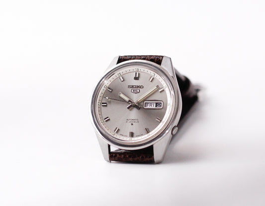 [Serviced] 1968 Seiko 5 Automatic Gray Sunburst Dial Men's Wrist-Watch