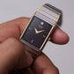 1995 Pulsar Quartz Tank Straight Grain Black Dial Men's Wrist-Watch