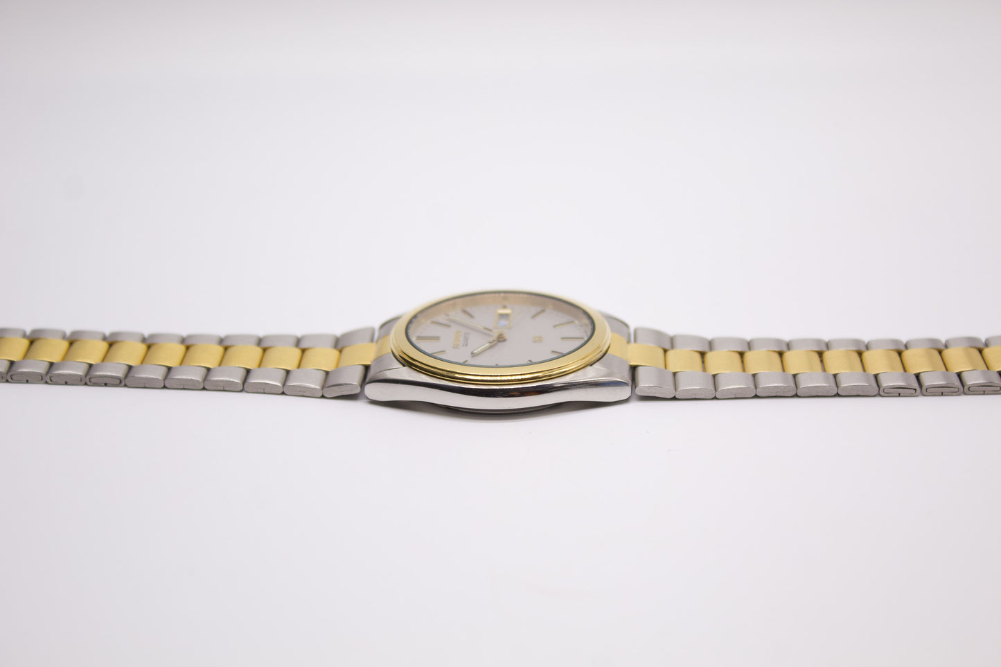 1990 Seiko SQ Two Tone Gray Dial Men's Wrist-Watch