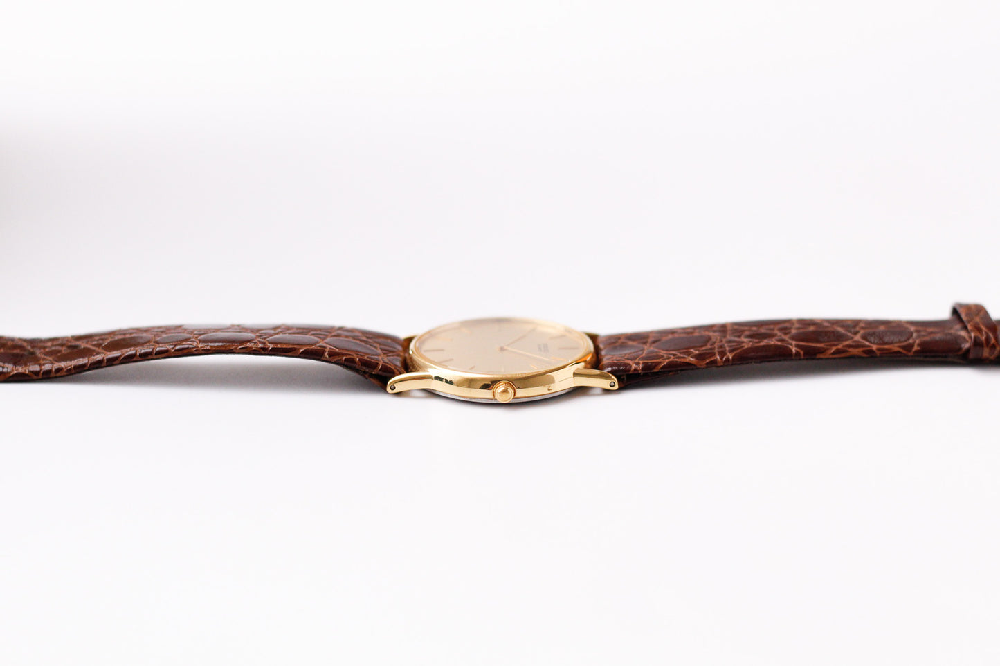 1990 Seiko Quartz Gold Straight Grain Dial Men's Wrist Watch