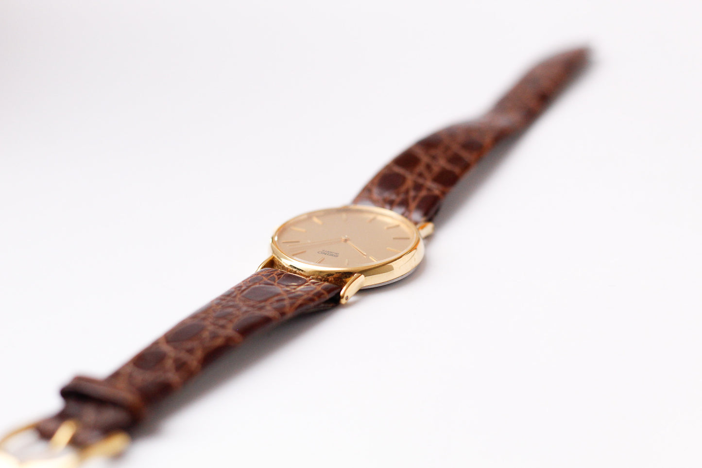 1990 Seiko Quartz Gold Straight Grain Dial Men's Wrist Watch