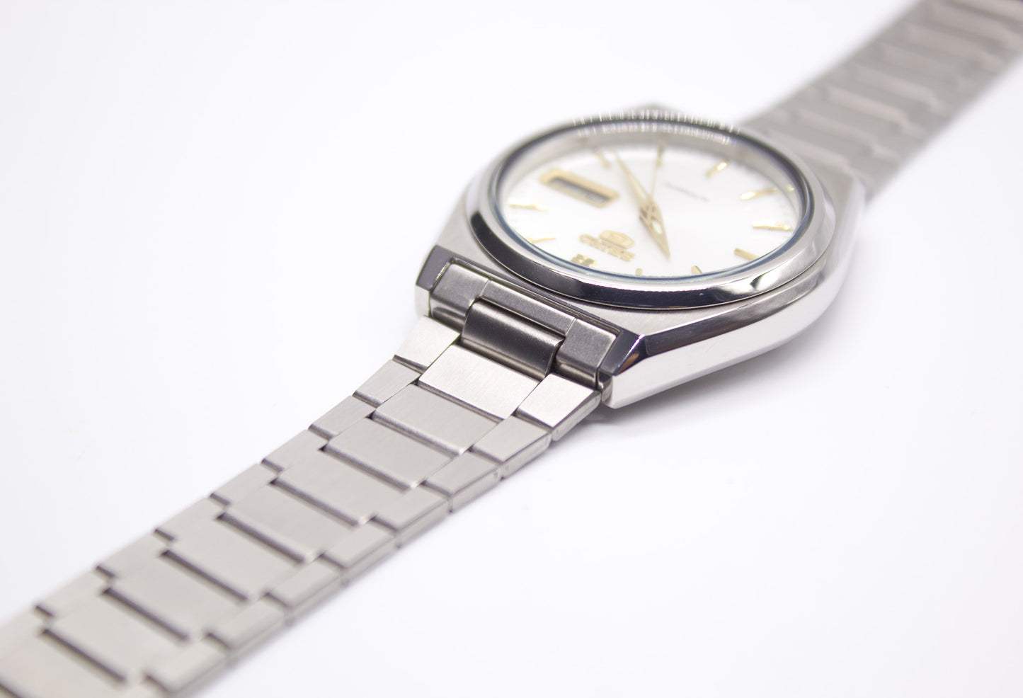 [Near Mint] 1994 Seiko 5 Automatic Silver Sunburst Dial Men's Wrist-Watch