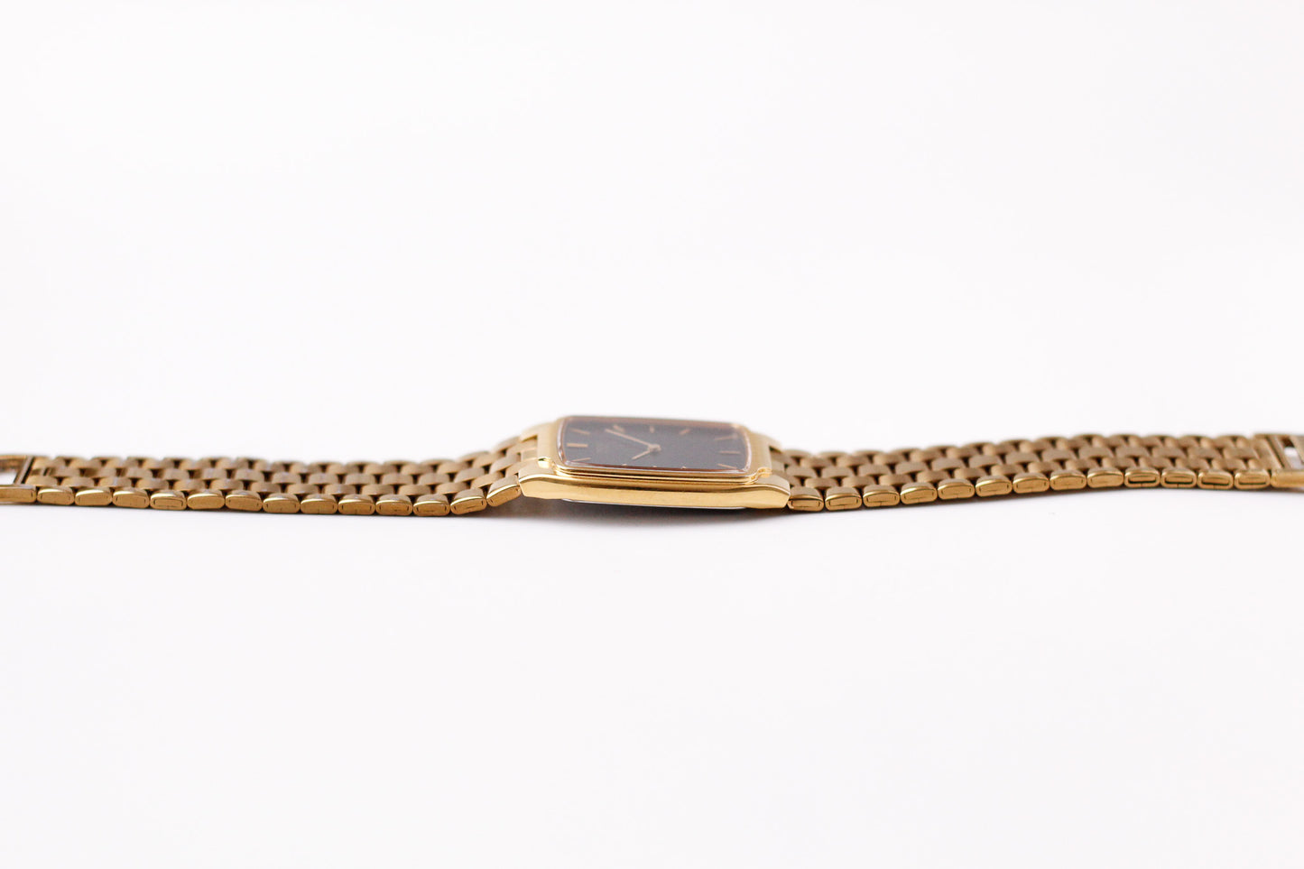 1989 Seiko Quartz Inky Black Dial Gold Toned Case Men's Wrist-Watch