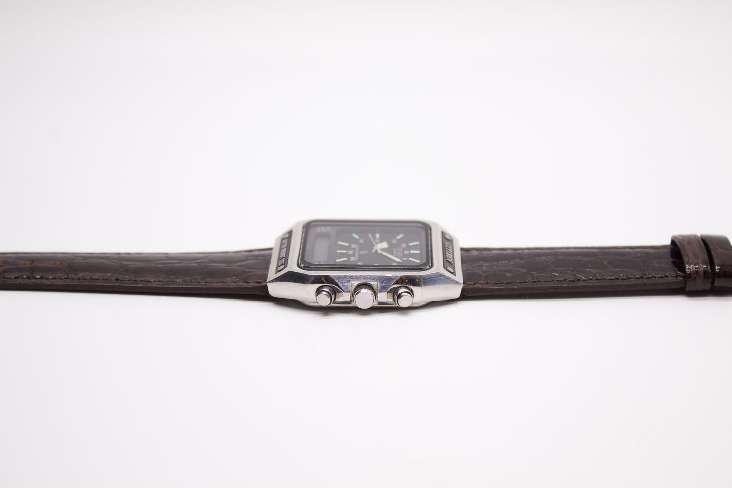 1991 Citizen Ana-Digi Matte Black Dial Men's Wrist-Watch