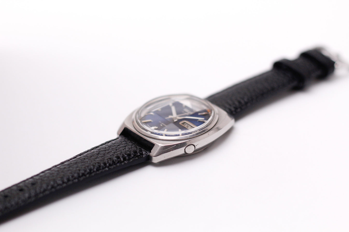 [Serviced] 1976 Seiko Automatic Marine Blue Dial Faceted Crystal Men's Wrist-Watch