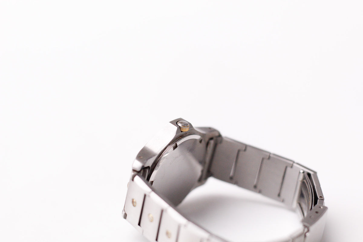 1990s Croton Quartz Baby Santos Octagon Gray Waffle Dial Men's Wrist-Watch W/Box