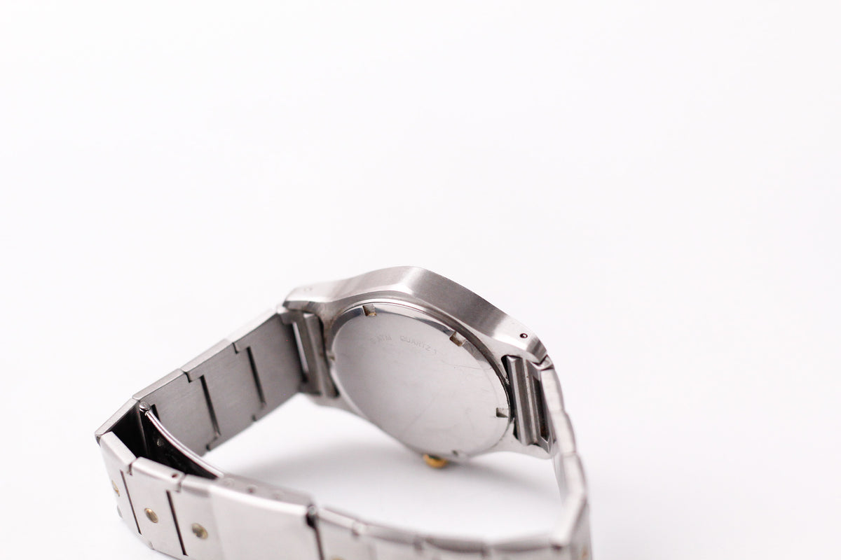 1990s Croton Quartz Baby Santos Octagon Gray Waffle Dial Men's Wrist-Watch W/Box