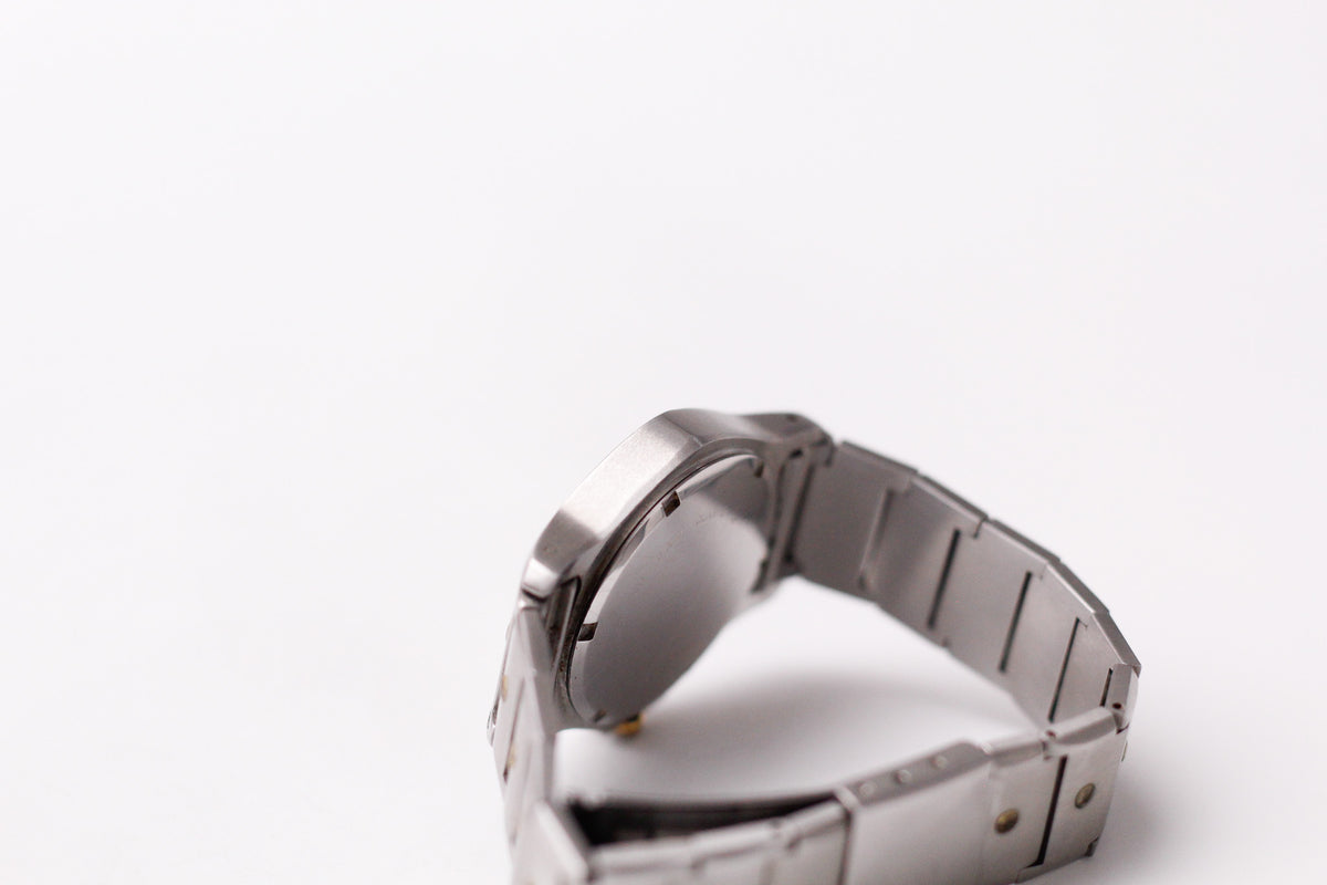1990s Croton Quartz Baby Santos Octagon Gray Waffle Dial Men's Wrist-Watch W/Box