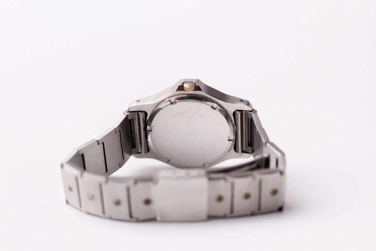 1990s Croton Quartz Baby Santos Octagon Gray Waffle Dial Men's Wrist-Watch W/Box