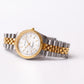 1990s Gruen Precision Quartz Silver Sunburst Dial Two Tone Case Men's Wrist-Watch W/Box