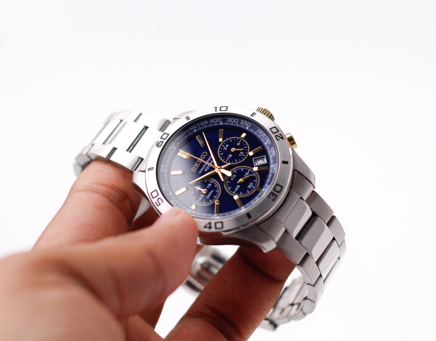 2012 Seiko Quartz Marine Blue Chronograph Men's Wrist-Watch