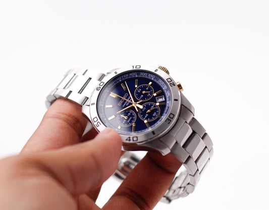 2012 Seiko Quartz Marine Blue Chronograph Men's Wrist-Watch