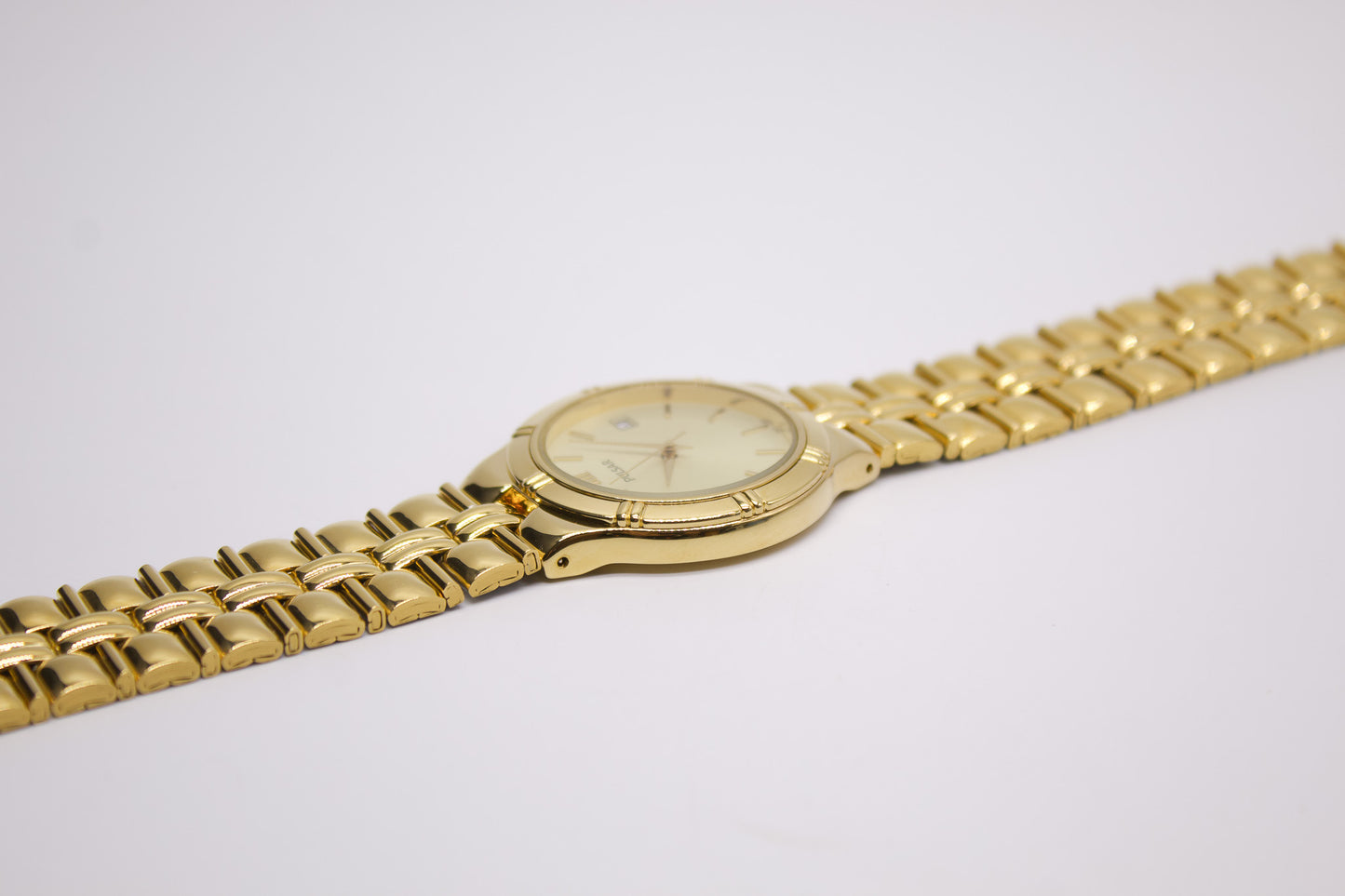 1997 Pulsar Quartz Golden Sunburst Dial Men's Wrist-Watch W/Box & Papers