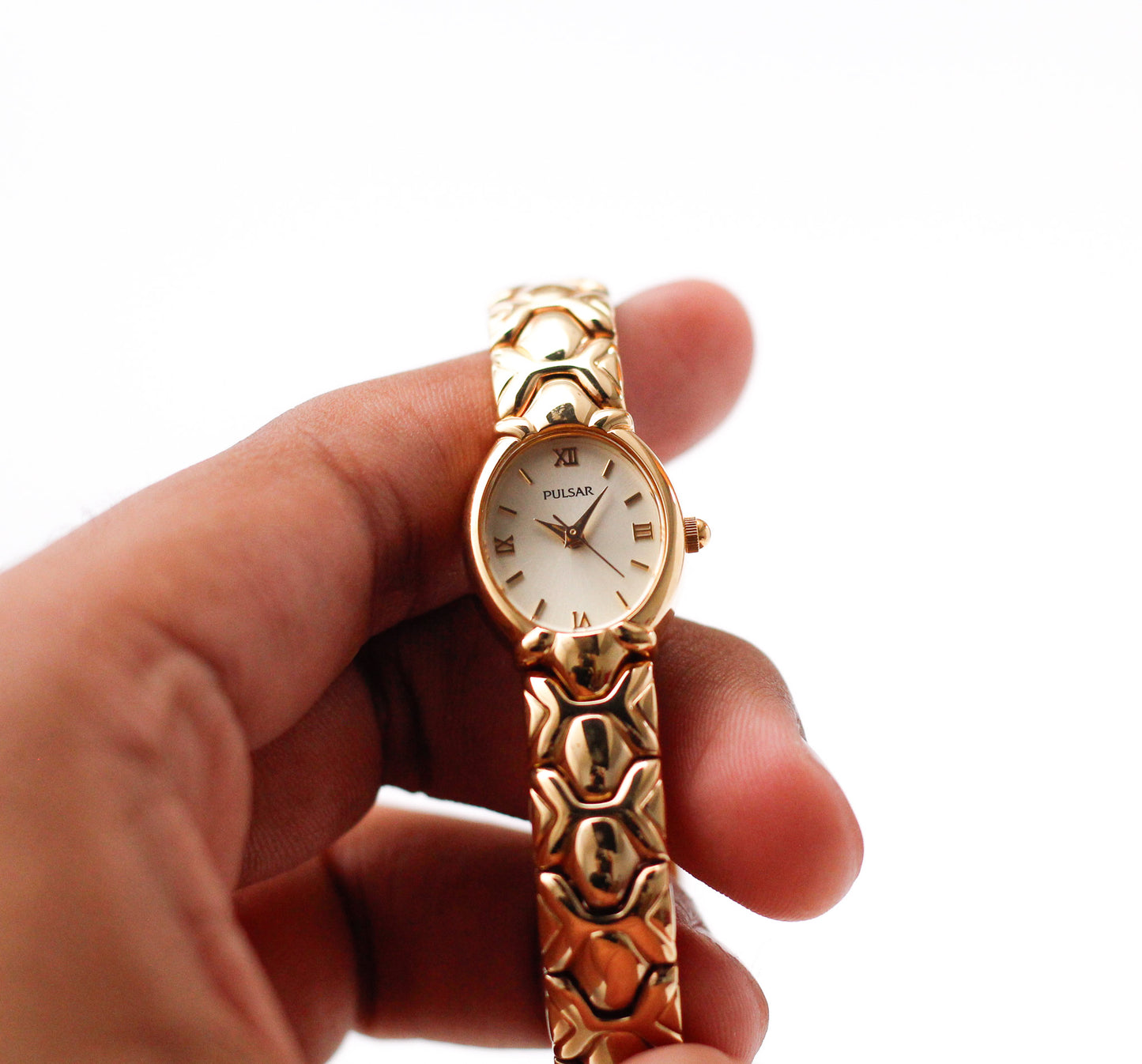 [Near Mint] 2000s Pulsar Quartz Champagne Sunburst Dial Ladies' Wrist-Watch