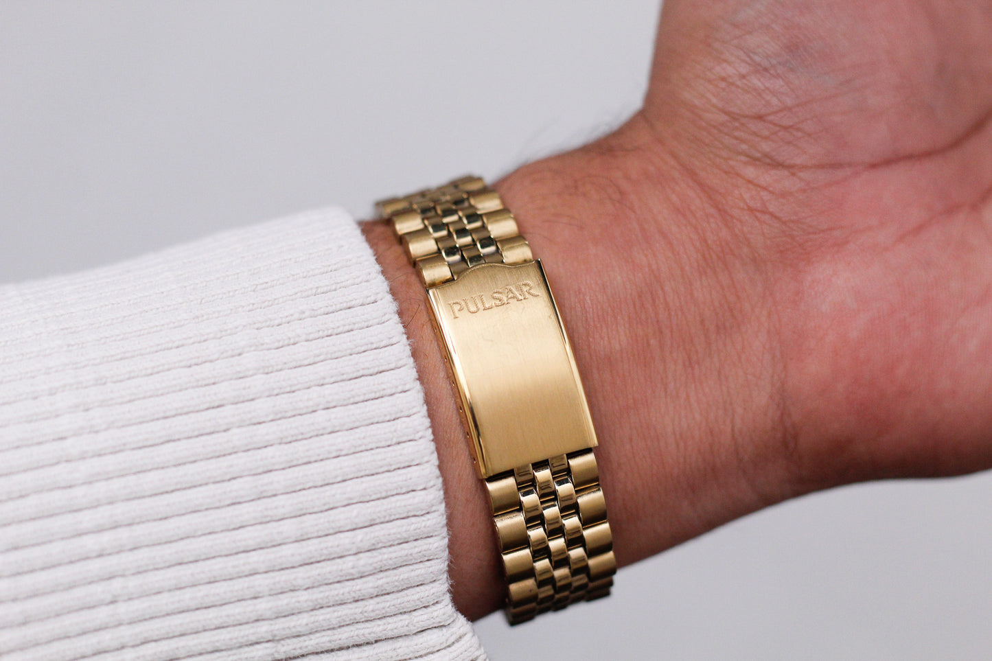 2000s Pulsar 'Baby Day-Date' Gold Toned Men's Wrist-Watch