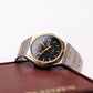 [Near Mint] 1986 Citizen CQ Quartz Matte Black Dial Two Tone Men's Wrist-Watch W/Box
