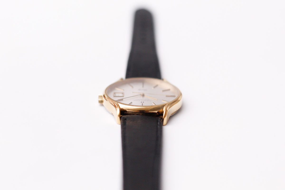 1990s Hamilton Masterpiece Quartz Wavy Silver Dial Men's Wrist-Watch