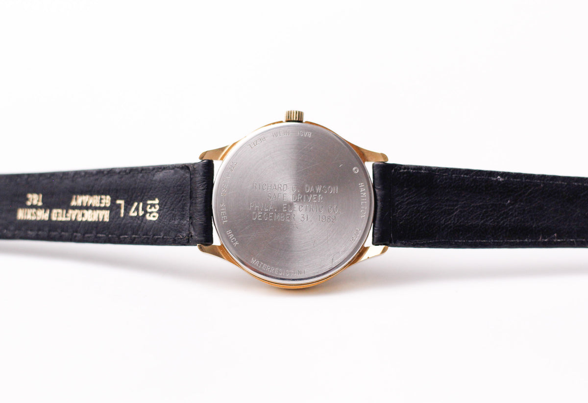 1990s Hamilton Masterpiece Quartz Wavy Silver Dial Men's Wrist-Watch