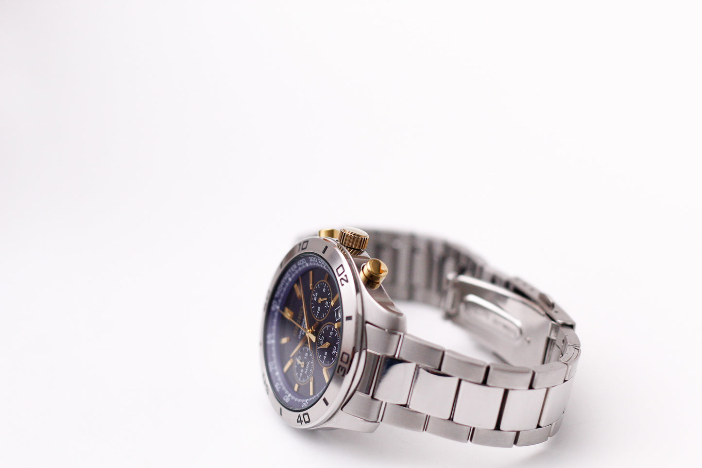 2012 Seiko Quartz Marine Blue Chronograph Men's Wrist-Watch