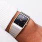 1994 Pulsar Quartz Tank Straight Grain Black Dial Men's Wrist-Watch