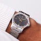1990s Croton Quartz Baby Santos Octagon Gray Waffle Dial Men's Wrist-Watch W/Box
