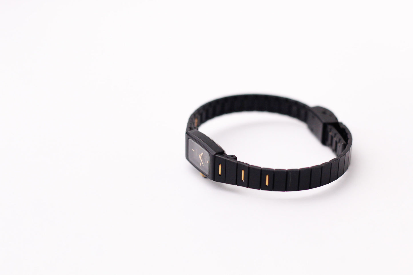 1986 Pulsar Quartz Matte Black Dial Ladies' Two Tone Wrist-Watch