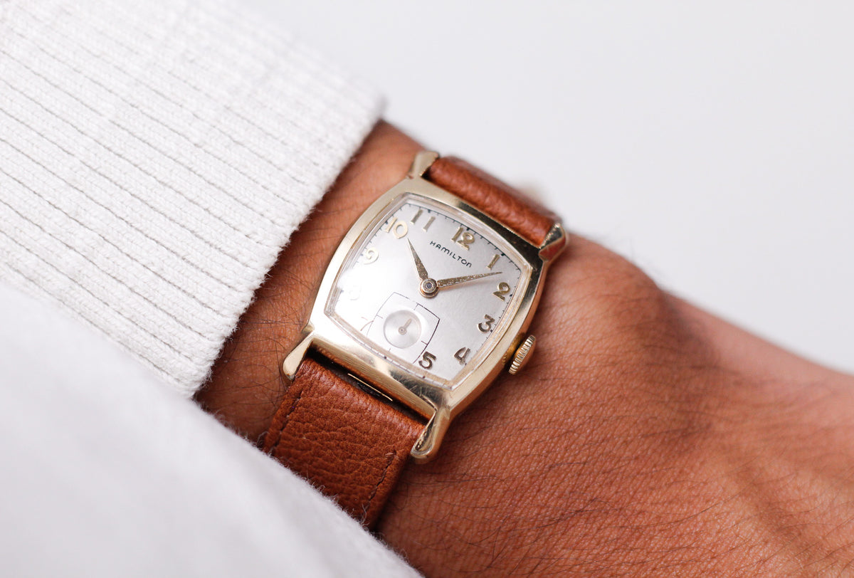 [Serviced] 1950s Hamilton Mechanical Art Deco 10K Filled Gold Men's Wrist Watch
