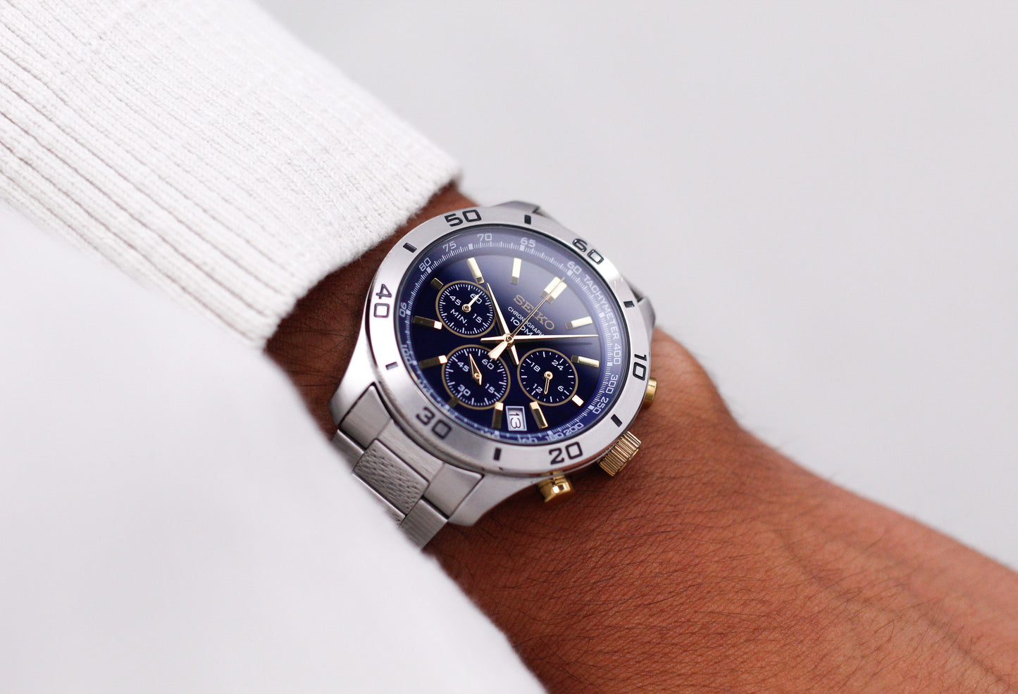 2012 Seiko Quartz Marine Blue Chronograph Men's Wrist-Watch
