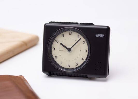 [New Old Stock] 1980s Seiko Quartz 'Glow Dial' Black Alarm Clock
