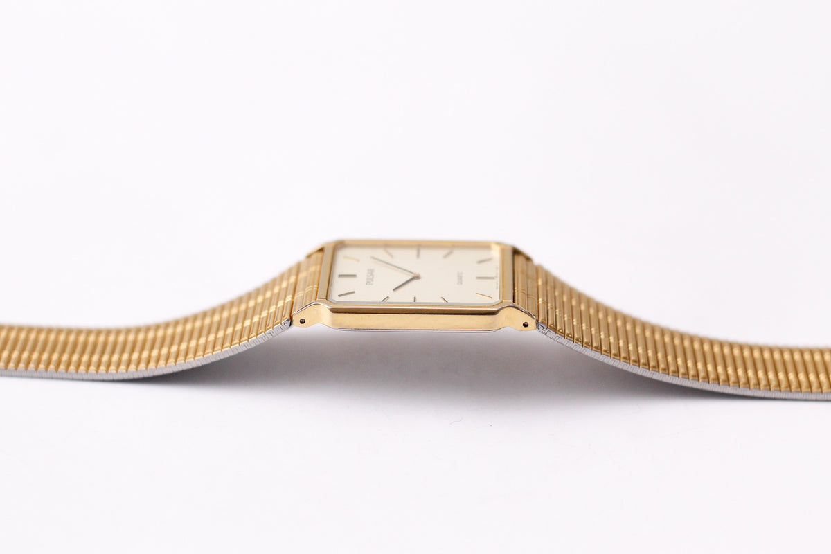 1998 Pulsar Straight Grain Golden Dial Men's Wrist Watch