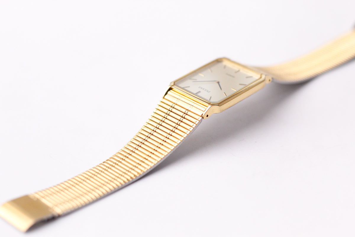 1998 Pulsar Straight Grain Golden Dial Men's Wrist Watch