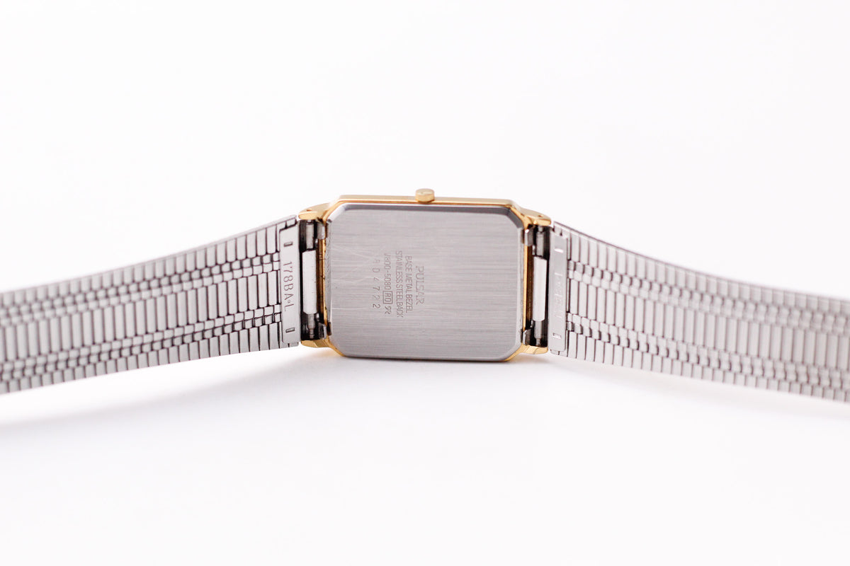 1998 Pulsar Straight Grain Golden Dial Men's Wrist Watch
