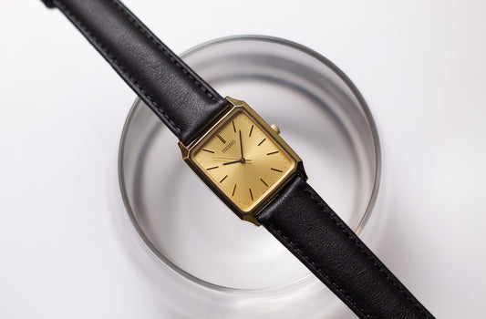 1992 Seiko Quartz Tank Golden Sunburst Dial Men's Wrist-Watch